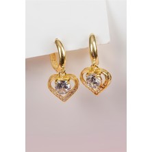 925 Ayar Gümüş Altın Kaplama Kalpli Küpe