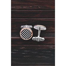 Silverplus Gümüş Siyah Beyaz Zirkon Taşlı Yuvarlak Kol Düğmesi