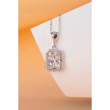 Rodyumlu 925 Ayar Gümüş Zirkon Taşlı Bayan Kolye