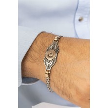 Ay Yıldızlı İşlemeli Plaka Gümüş Erkek Bileklik