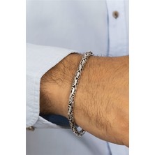 Yuvarlak Kral Zincir Gümüş Erkek Bileklik