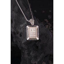 Silverplus 925 Ayar Gümüş Nazar Duası Yazılı Karartmalı Erkek Cevşen Kolye