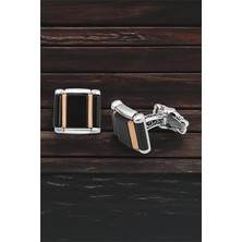 Silverplus Gümüş Siyah Onix Taşlı Kol Düğmesi