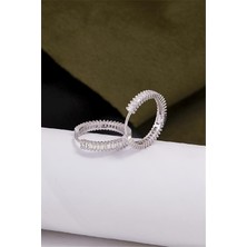 Silverplus 925 Ayar Gümüş Rodyumlu Orta Boy Baget Küpe