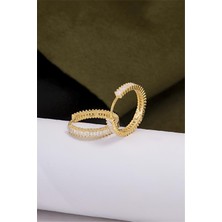 Silverplus 925 Ayar Gümüş Altın Kaplama Orta Boy Baget Küpe