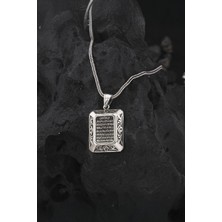 Silverplus 925 Ayar Gümüş Ayetel Kürsi Yazılı Erkek Cevşen Kolye