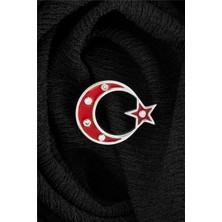 925 Ayar Gümüş Zirkon Taşlı Türk Bayrağı Rozet
