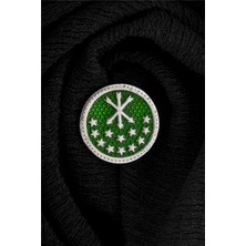 925 Ayar Gümüş Mineli Çerkez Bayrağı Rozet