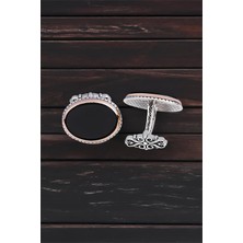 Silverplus ​​​​Gümüş Onix Taşlı Oval Kol Düğmesi