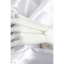 Pirinç Zirkon Taşlı Kelebek Model Gold Renk Şahmeran