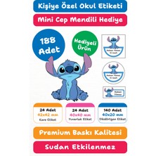 188 Adet Stitch Kişiye Özel Okul Etiketi | Kalem Defter Kitap Için Isim Yazılabilir Sticker Seti Model:19