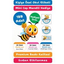 188 Adet Kişiye Özel Okul Etiketi | Kalem Defter Kitap Için Isim Yazılabilir Sticker Seti Model:17