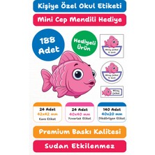 188 Adet Kişiye Özel Okul Etiketi | Kalem Defter Kitap Için Isim Yazılabilir Sticker Seti Model:20