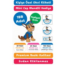 188 Adet Paw Patrol Kişiye Özel Okul Etiketi | Kalem Defter Kitap Için Isim Yazılabilir Sticker Seti Model:6