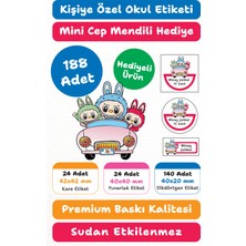 188 Adet Labubu Temalı Kişiye Özel Okul Etiketi | Kalem Defter Kitap Için Isim Yazılabilir Sticker Seti Model:3