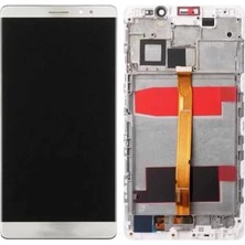 Huawei Uyumlu Mate 8 LCD Ekran Beyaz Çıtalı