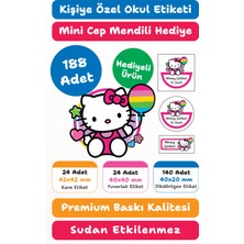 188 Adet Hello Kitty Kişiye Özel Okul Etiketi Kalem Defter Kitap Isimlik Sticker Seti M26