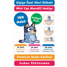 188 Adet Bluey Kişiye Özel Okul Etiketi Kalem Defter Kitap Isimlik Sticker Seti M29