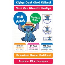 188 Adet Stitch Şapkalı Kişiye Özel Okul Etiketi Kalem Defter Kitap Isimlik Sticker Seti M27