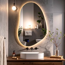 Nelyos Günışığı Led'li Lazer Kumlamalı Lavabo & Banyo Aynası (Dokunmatik Sensörlü)