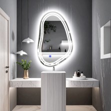 Axira Beyaz Led'li Lazer Kumlamalı Lavabo & Banyo Aynası (Dokunmatik Sensörlü)