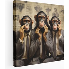 Popcas 3 Maymun Koleksiyonu Kanvas Tablo - Ifadeler Duvar Sanatı