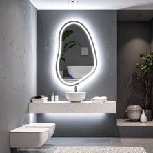 Vornel Beyaz Led'li Lazer Kumlamalı Lavabo & Banyo Aynası (Dokunmatik Sensörlü)