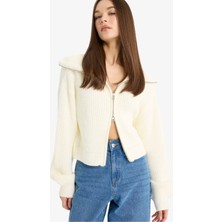 DeFacto Slim Fit Dar Kesim Polo Yaka Fermuarlı Triko Hırka A3333AX25WN