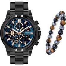 Ferrucci Siyah Spor Şık Model Fonksiyonlu Erkek Kol Saati+Bileklik Hediye