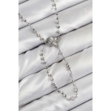 Pirinç Zirkon Taşlı Yonca Model Gümüş Renk Kadın Y Kolye - TJ-BKO10498