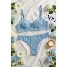 Mavi Dantel Bralet & Külot Iç Giyim Takımı