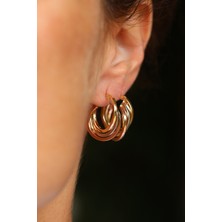 14 Ayar Altın Iç Içe Döngülü Sarmal Halka Küpe