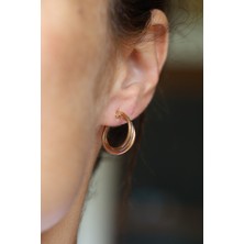 14 Ayar Altın Üçlü Döngülü Sarmal Halka Küpe