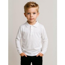 Çocuk Pamuklu Yakalı Dokulu Kumaş Uzun Kollu T-Shirt