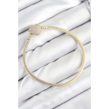 Pirinç Charm Zirkon Taşlı Kalp Model Gold Renk Kadın Bileklik - TJ-BB7809