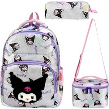 Peluş Baskı Ortopedik Kore Tarzı Kız Çocuk Okul Sırt Çantası Beslenme ,Kalemlik 3 Lü Ortopedik Kore Tarzı Kız Okul Çantası