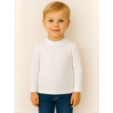 Çocuk Pamuklu Basic Yarım Dik Yaka Uzun Kollu T-Shirt