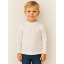 Çocuk Pamuklu Basic Yarım Dik Yaka Uzun Kollu T-Shirt