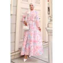 Desenli Tesettür Elbise