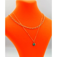 Gold Renk Zincir Figürlü Kararmaz Özel Tasarım Kolye