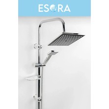 Siyah Krom Başlıklı Kare Robot Tepe Yağmurlama Duş Seti