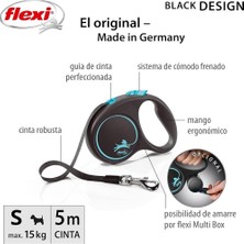 Flexi Black Design Otomatik Şerit Köpek Gezdirme Kayışı 5m [s] (Mavi)