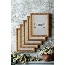 A4 Boyutunda (21X30 Cm) Düz Camlı Yaprak Desenli Çerçeve Beşli