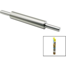 Vocen Rolling Pin Çelik Metal Merdane - Hamur Rulosu Merdane: 25CM - Sap: 2X9CM =T.UZUNLUK:43CM (4490)