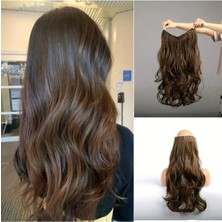 Zeysum Kahverengi Dalgalı Saç Çıtçıtlı  Postiş Takma Saç 60 cm 110GR Isıya Dayanıklı Yarımay Balyaj