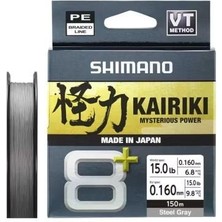 Shimano Kairiki 8+ 150 mt 0.16MM Ip Misina Steel Gray
