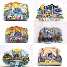 Istanbul Temalı Magnet Üç (3 Adet) Boğaz, Kız Kulesi, Galata ve Tarihi Şehir Simgeleri Buzdolabı Süsü Hediyelik