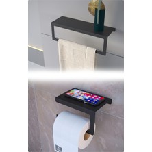 Metal Modern Banyo Havlu Askılığı ve Tuvalet Kağıtlığı İkili Set | Siyah – Beyaz | Paslanmaz, Dayanıklı ve Şık Tasarım, Uzun Ömürlü