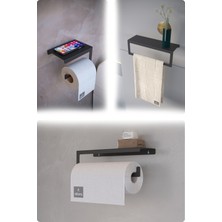 Modern Üçlü Set – Raflı Banyo, Mutfak, Tuvalet Kağıtlığı, Havlu Askılığı ve Rulo Kağıt Havlu Askılığı – Paslanmaz, Yüksek Taşıma Kapasiteli