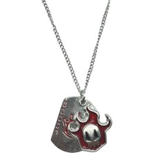 Kırmızı Alev Desenli Bleach Künyeli Kolye Metal  Zincirli | Unisex Anime Takı